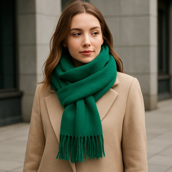 ⭐ RARE Vintage Dana Ashley™ “Cashmyarn” Emerald Scarf — Made in Japan — RN 14754 - Picture 3 of 10